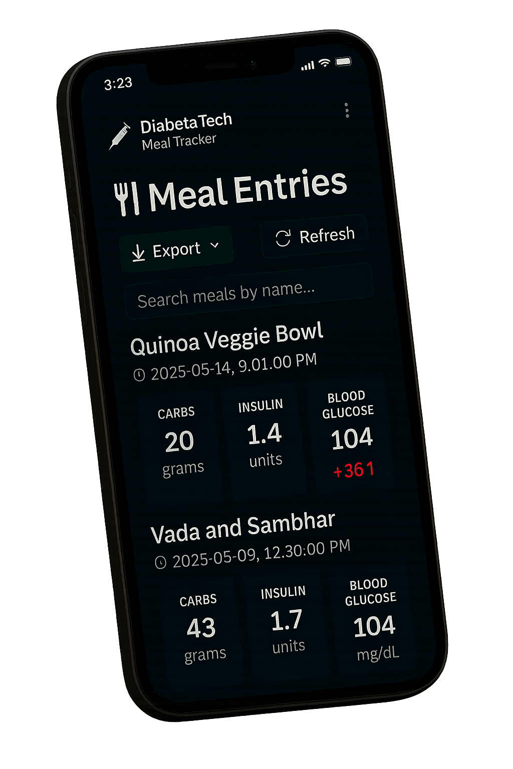 Meal Tracker App Screenshot